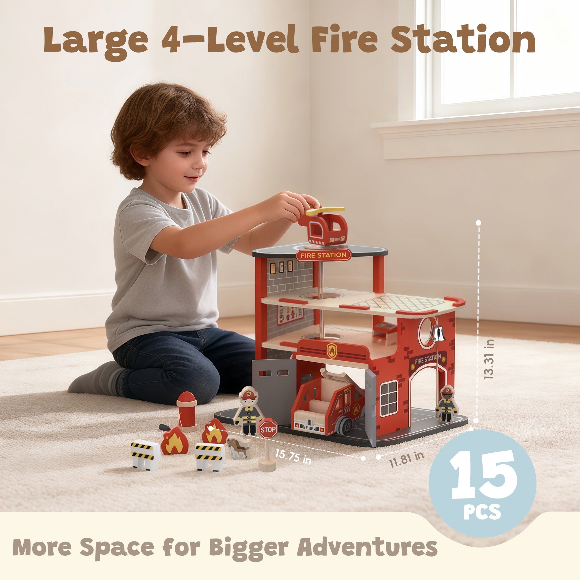 Guanyi Toys Fire Station Playset - Role Play Toy for Kids - Firefighter Set with Accessories - product view