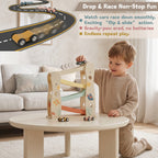 Wooden car ramp racer toy for toddlers by Guanyi Toys