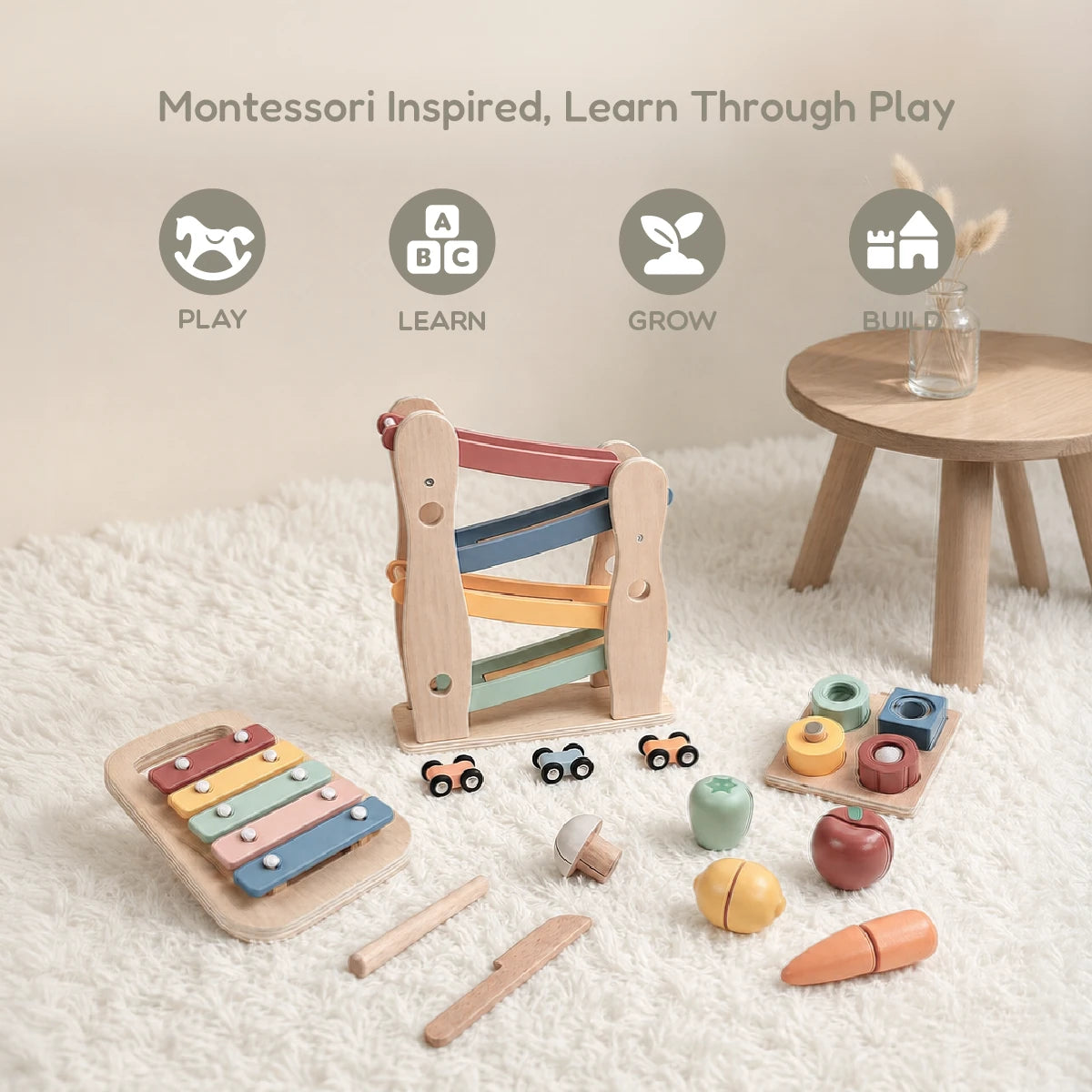The Player Growing Play Box - Montessori Wooden Toy Set for Toddlers 16-18M+