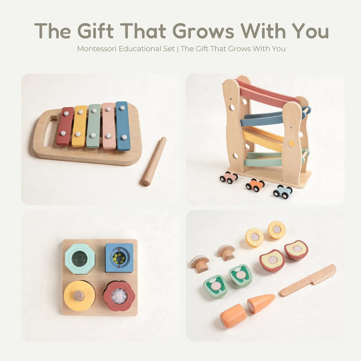 The Player Growing Play Box - Montessori Wooden Toy Set for Toddlers 16-18M+
