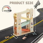Wooden zig-zag car ramp racer toy for toddlers by Guanyi Toys