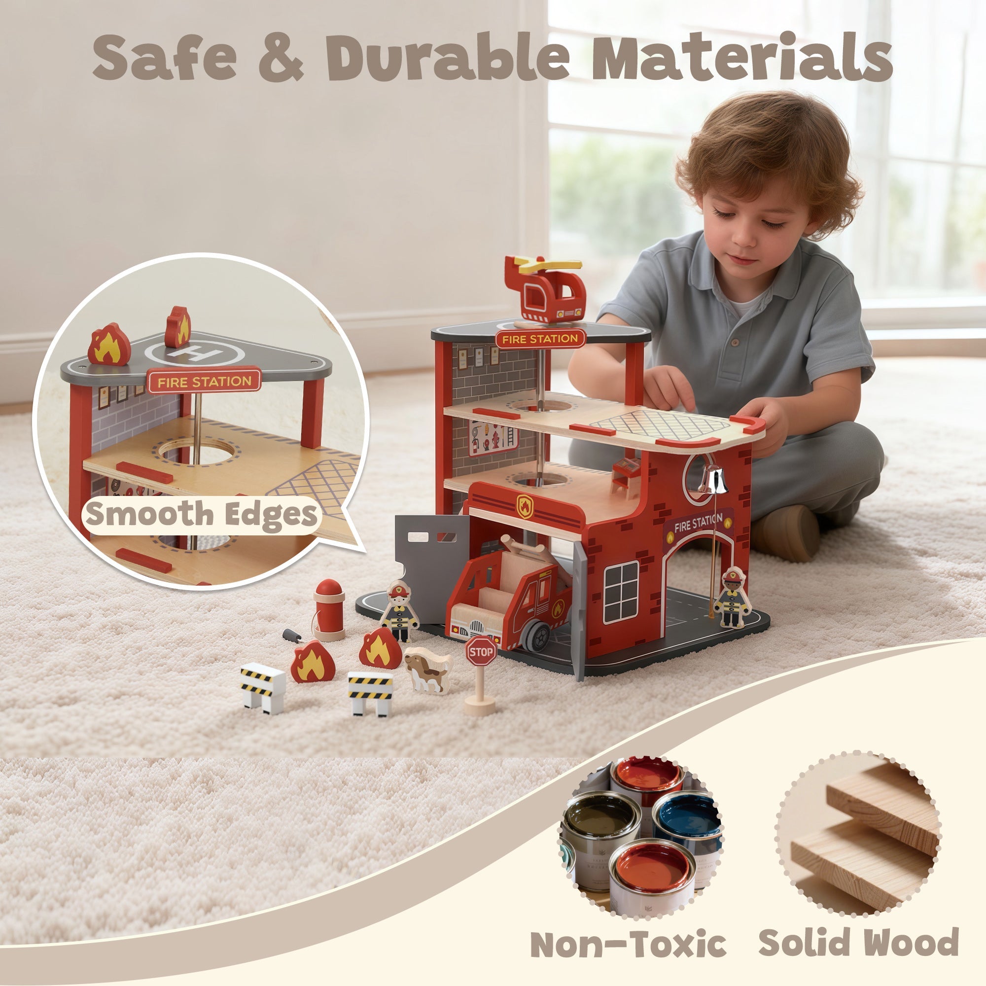 Guanyi Toys Fire Station Playset - Role Play Toy for Kids - Firefighter Set with Accessories - product view