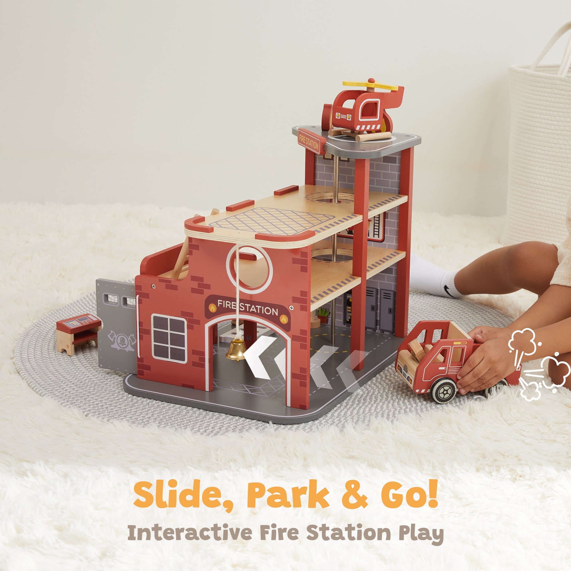 Guanyi Toys Fire Station Playset - Role Play Toy for Kids - Firefighter Set with Accessories - product view