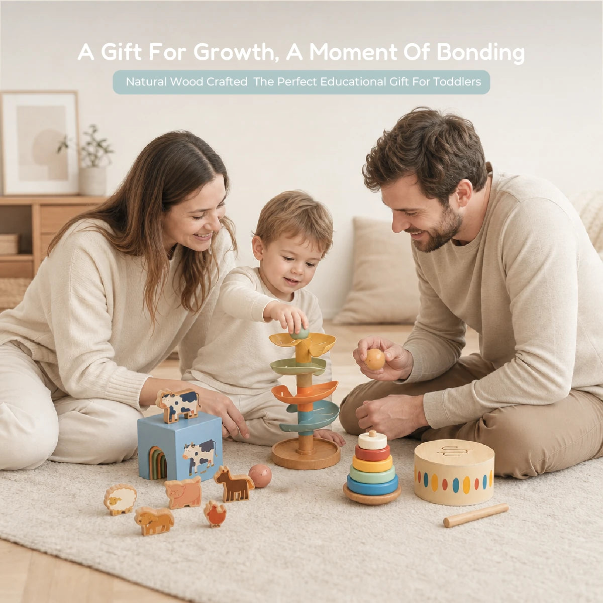 The Talker Growing Play Box - Montessori Wooden Toy Set for Toddlers 13-15M+