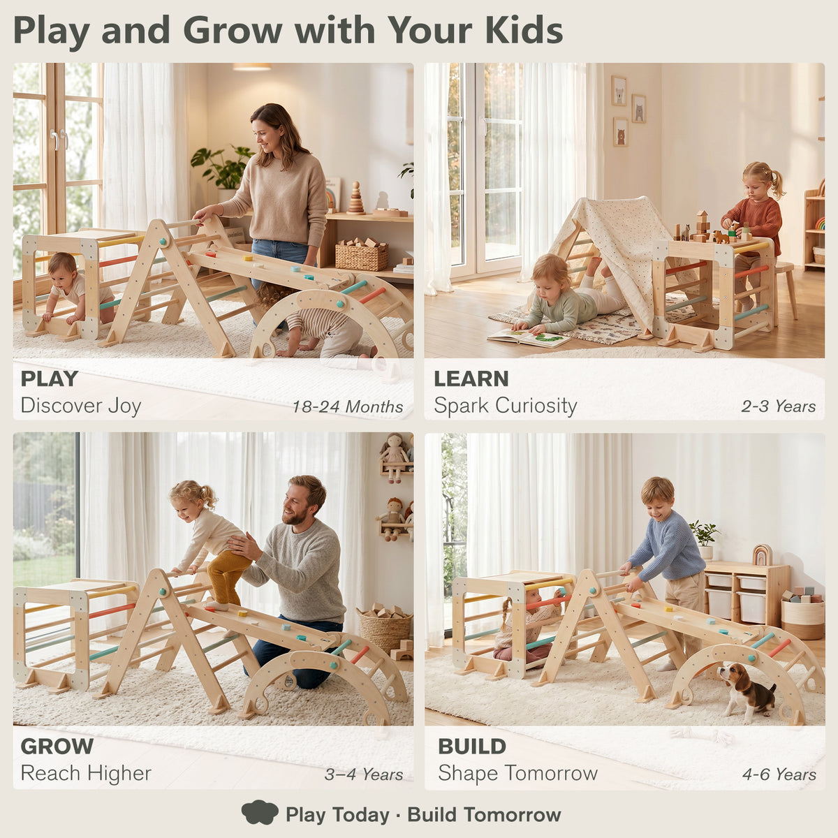 4-in-1 Climbing Station - four play and grow stages from 18 months to 6 years