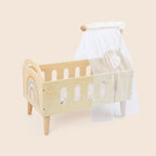 Wooden doll crib with rainbow and canopy by Guanyi Toys