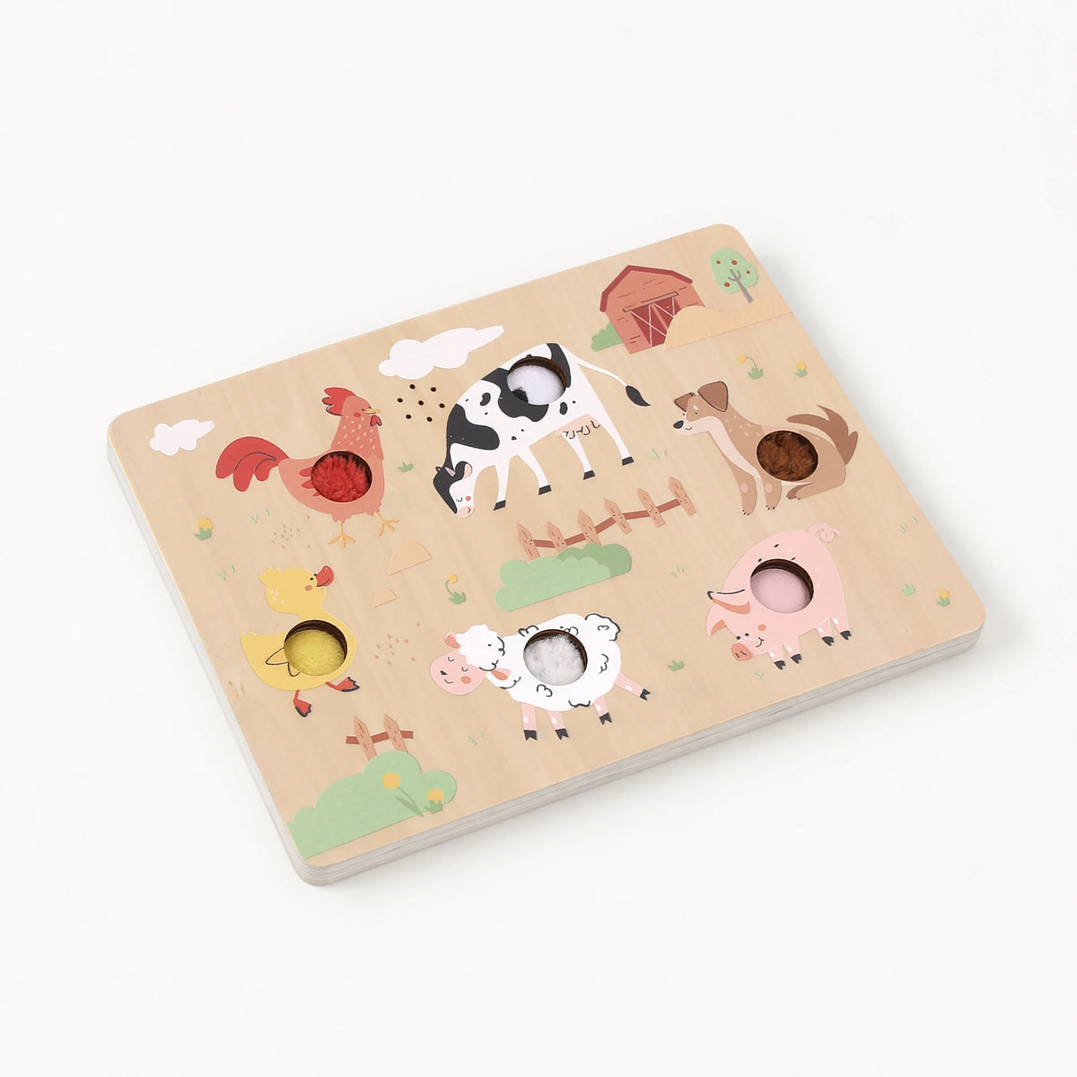 Farm Touch & Sound Wooden Puzzle - board angled view