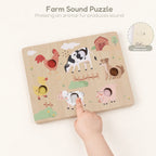 Farm Touch & Sound Wooden Puzzle - press fur for battery cover