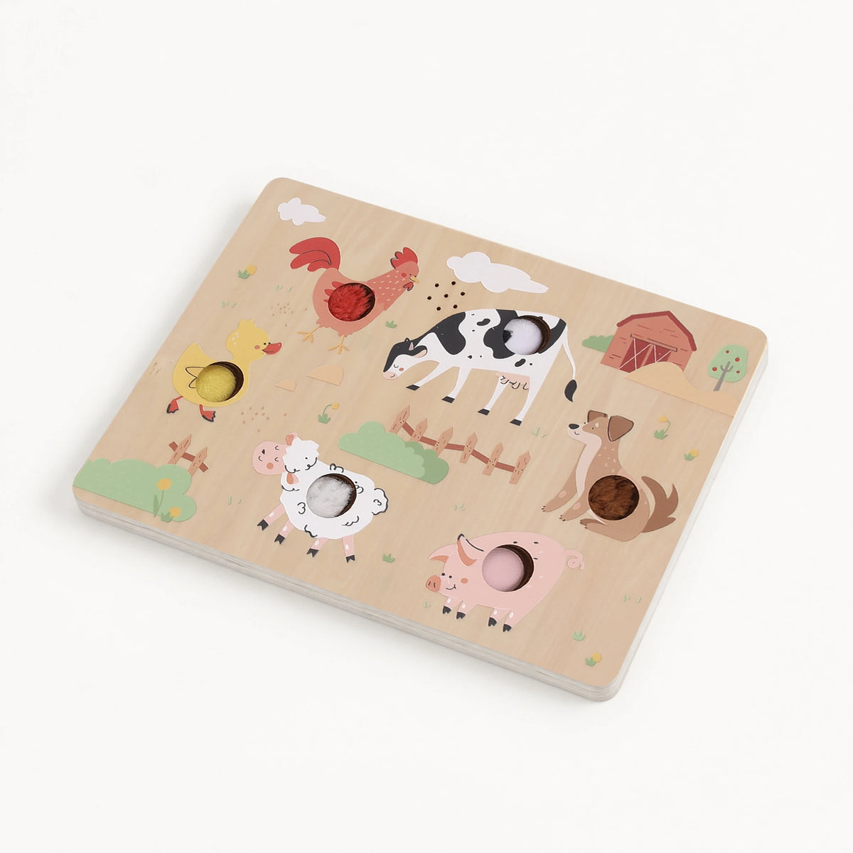 Farm Touch & Sound Wooden Puzzle - board tilted full view