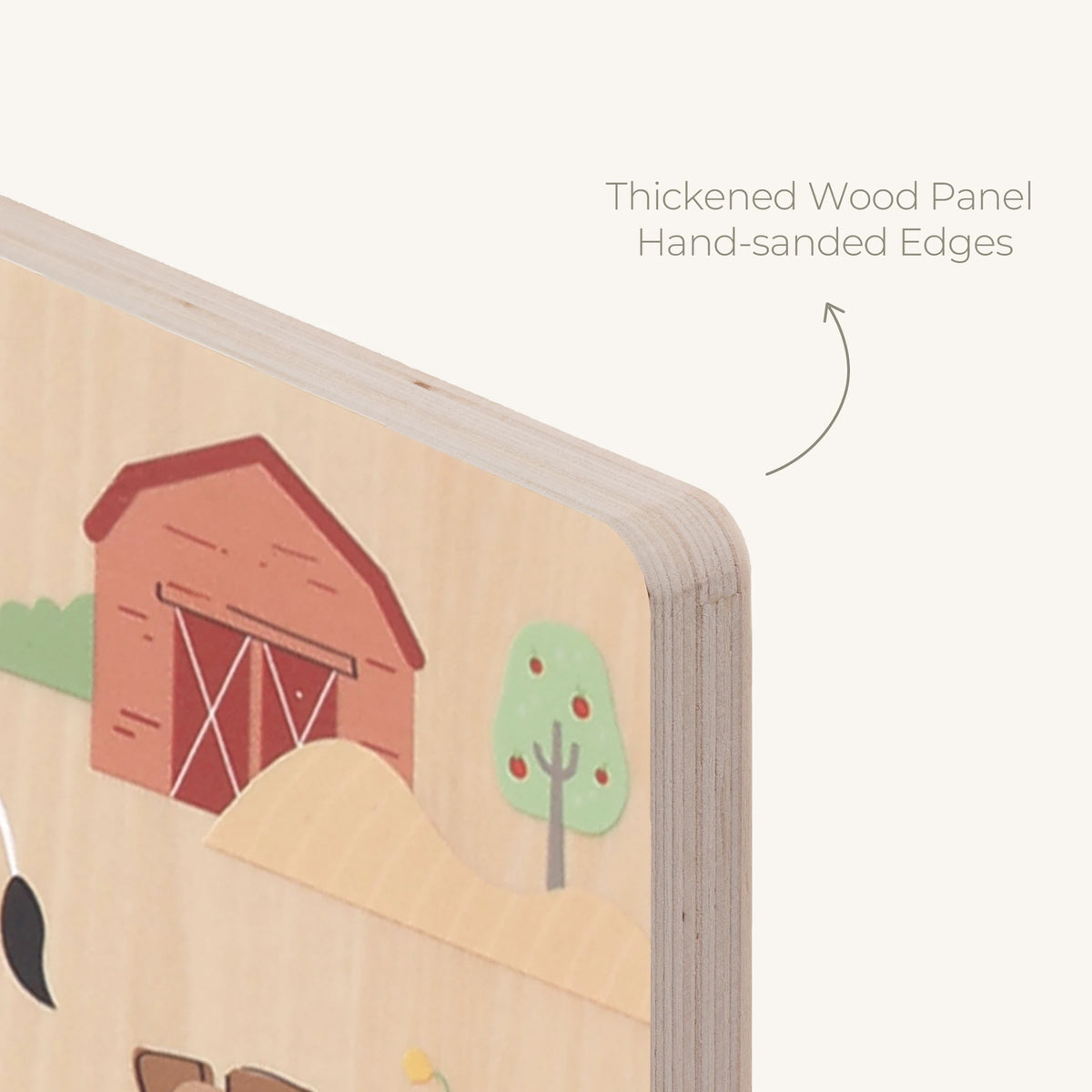 Farm Touch & Sound Wooden Puzzle - thickened panel sanded edge detail