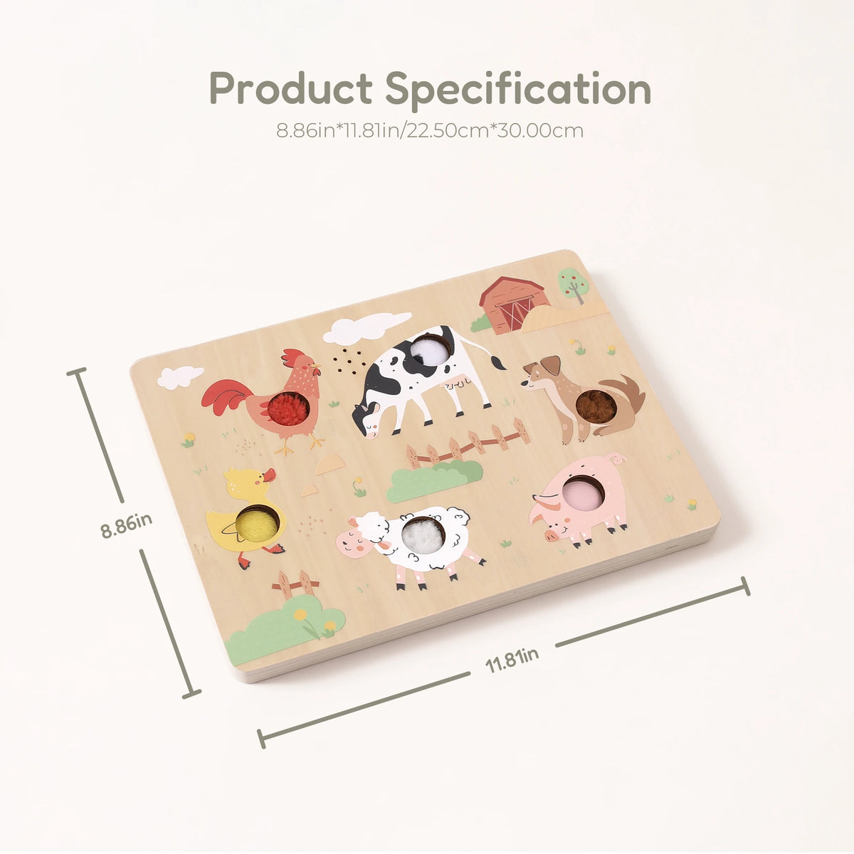 Farm Touch & Sound Wooden Puzzle - size specification