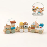 Play Train Blocks - Wooden Train Set for Toddlers 18M+