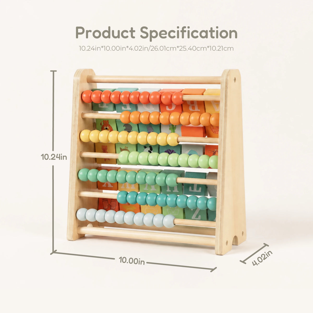 2-in-1 Abacus Stand & Alphabet Abacus - size specification