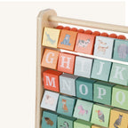 2-in-1 Abacus Stand & Alphabet Abacus - letter blocks animal close up