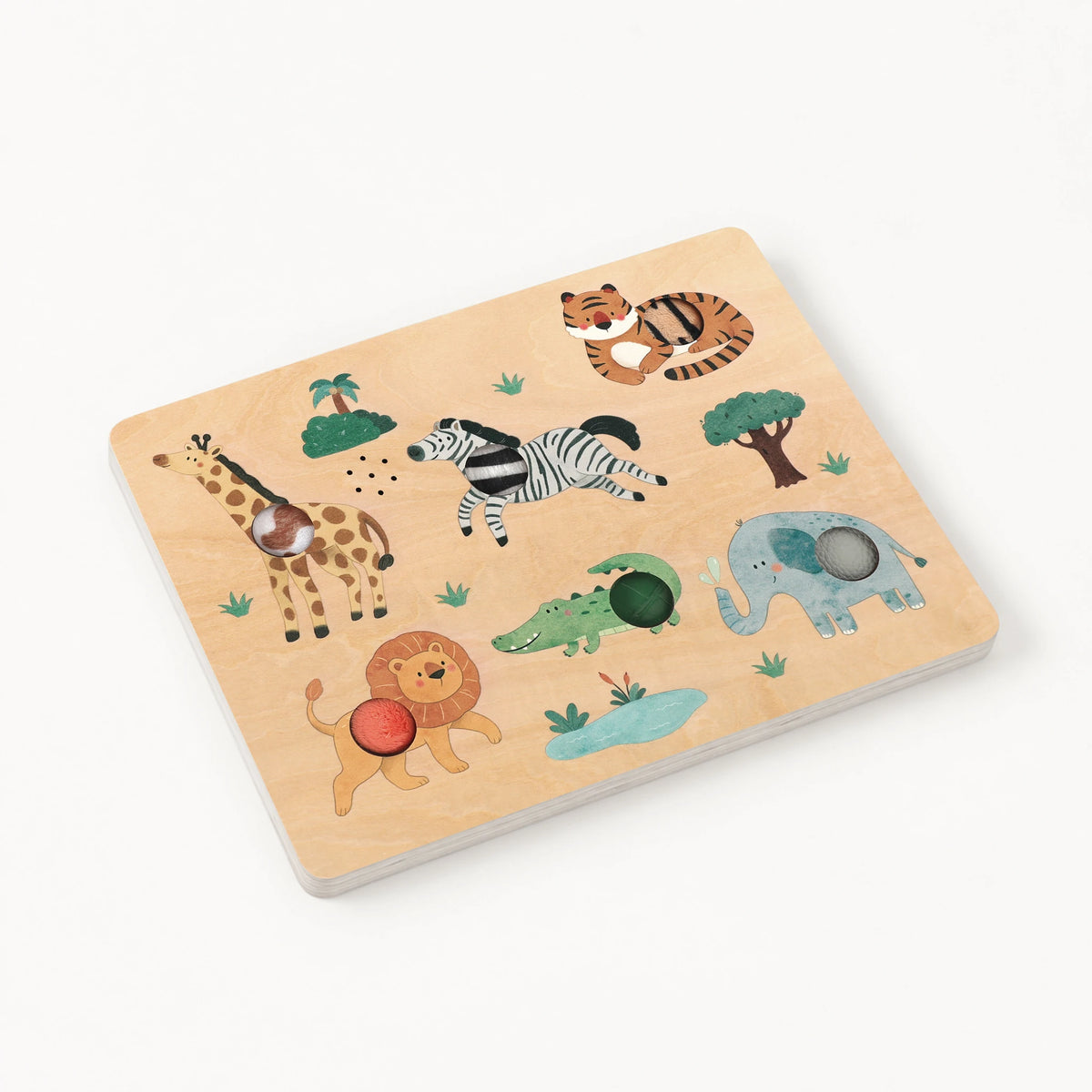 Safari Animal Touch Sound Puzzle - wildlife board angled view