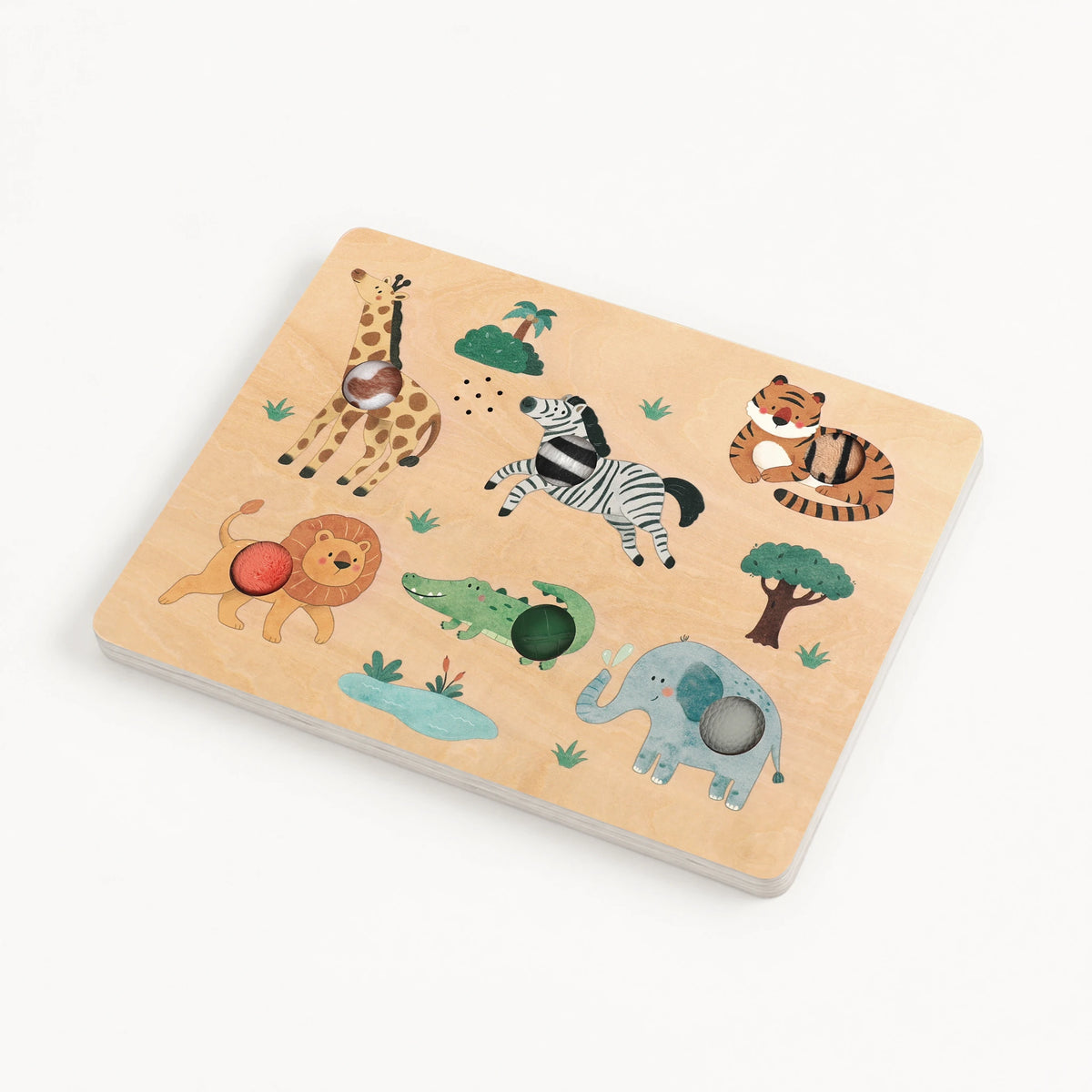 Safari Animal Touch Sound Puzzle - wildlife board tilted full view