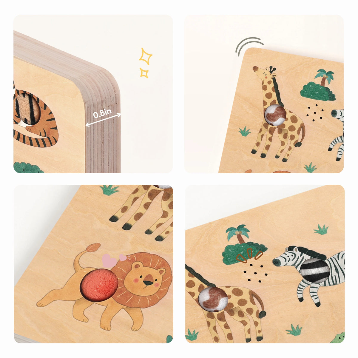 Safari Animal Touch Sound Puzzle - wildlife detail grid thickness and texture