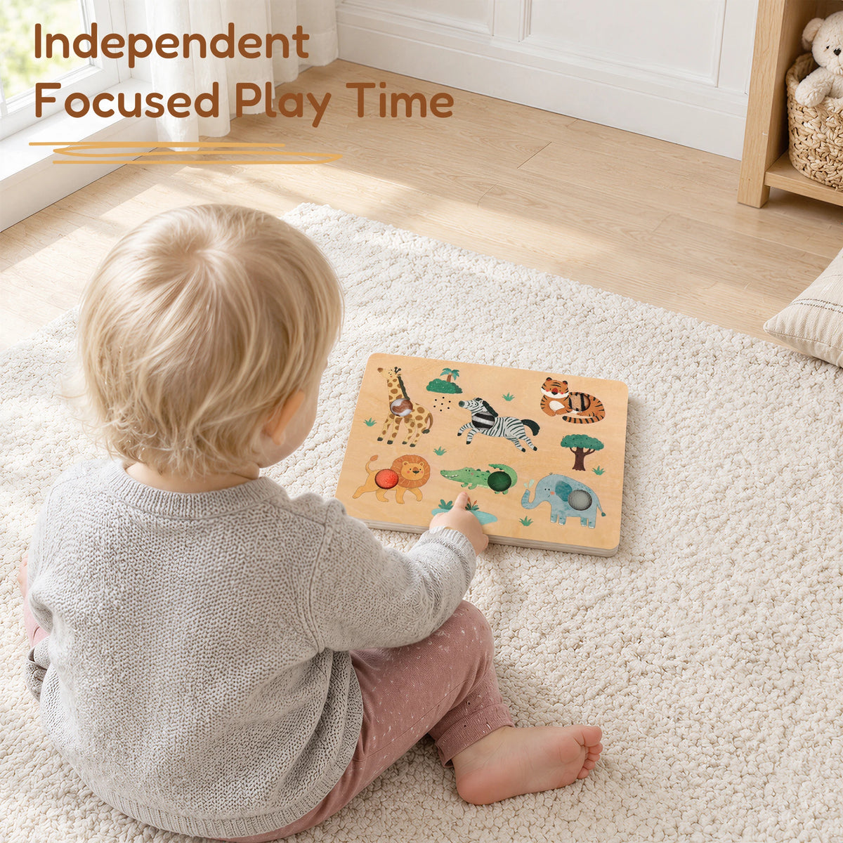 Safari Animal Touch Sound Puzzle - wildlife toddler independent play