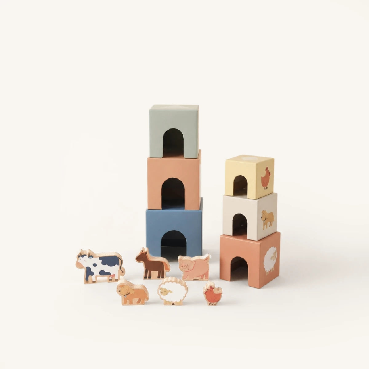 The Talker Growing Play Box - montessori months farm animal stacking cubes
