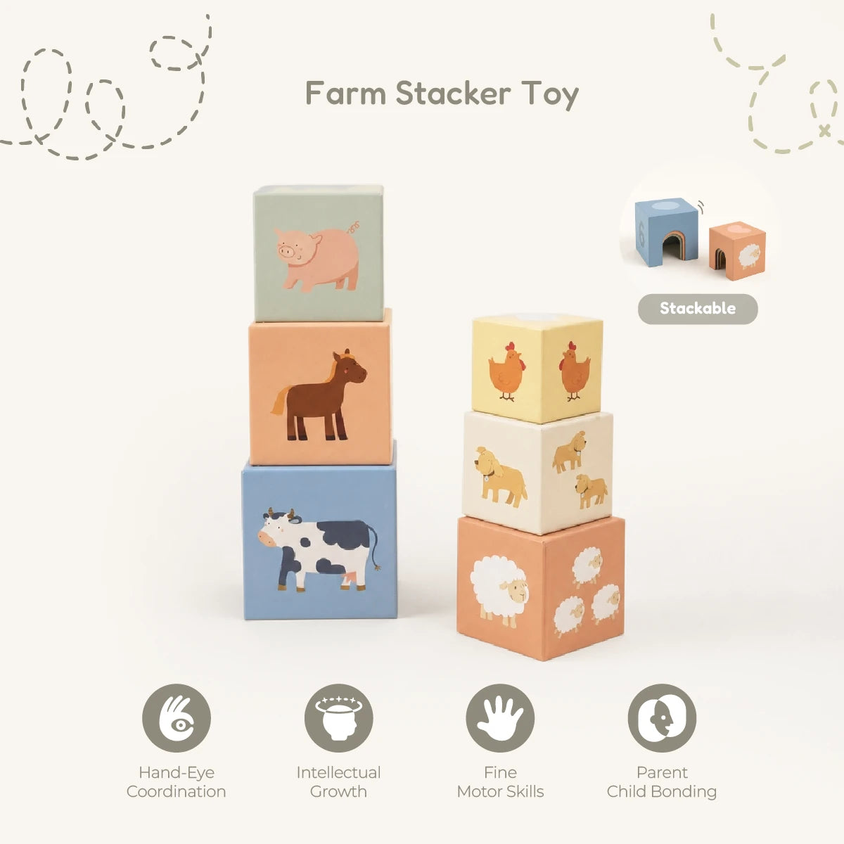 The Talker Growing Play Box - montessori months farm stacker toy features