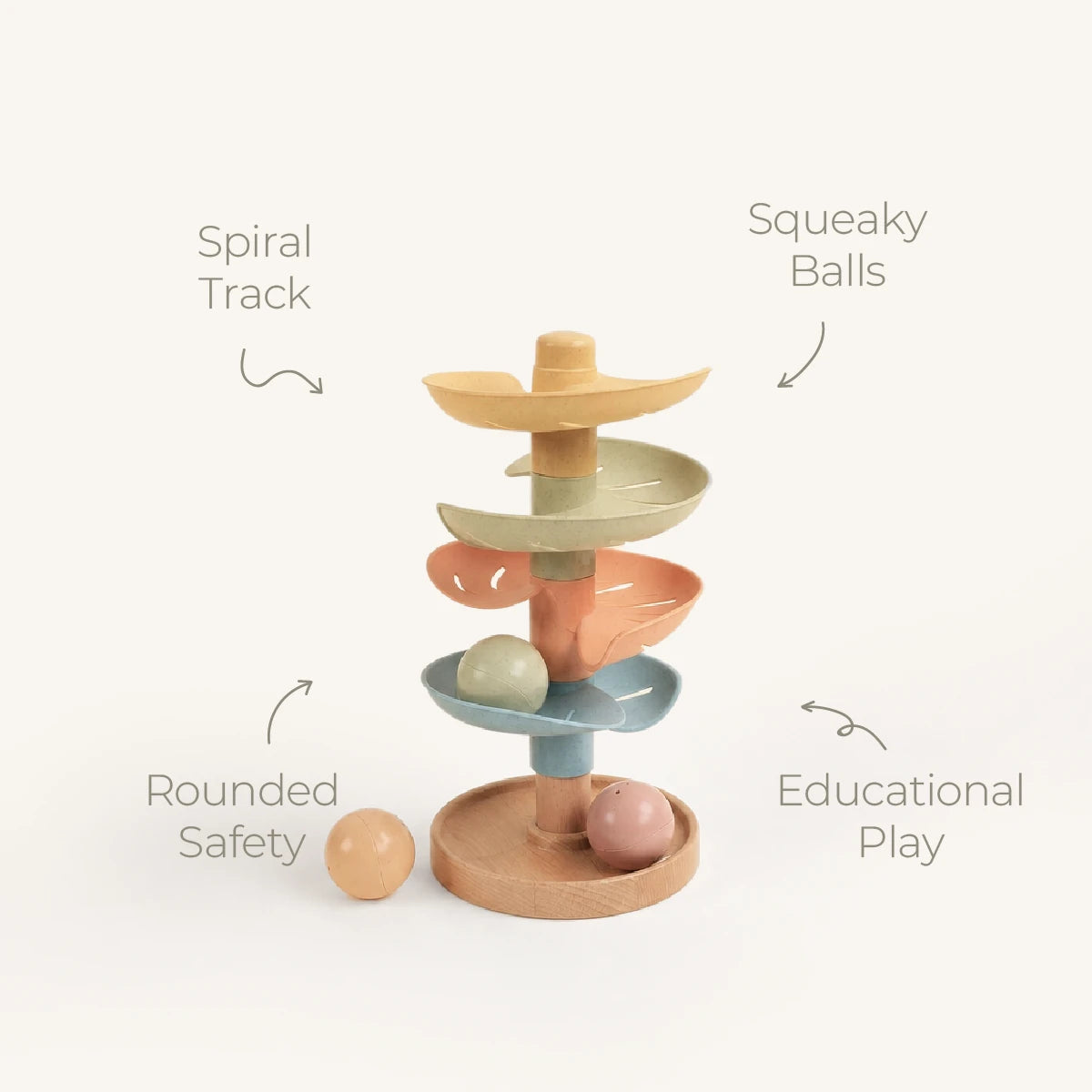 The Talker Growing Play Box - montessori months spiral track ball tower features