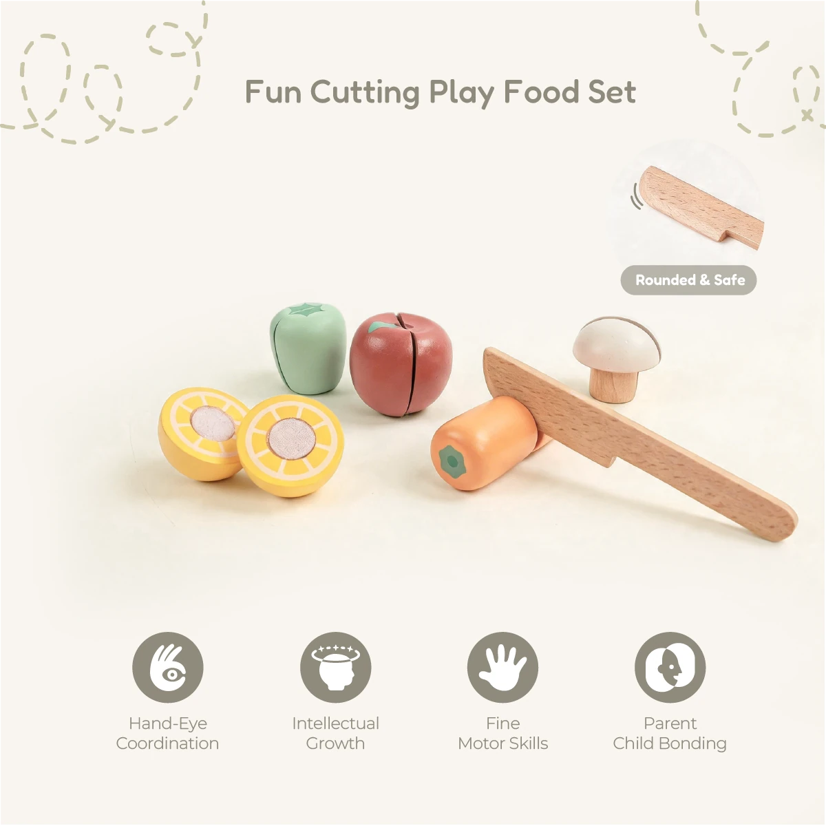 The Player Growing Play Box - montessori months fun cutting food set features