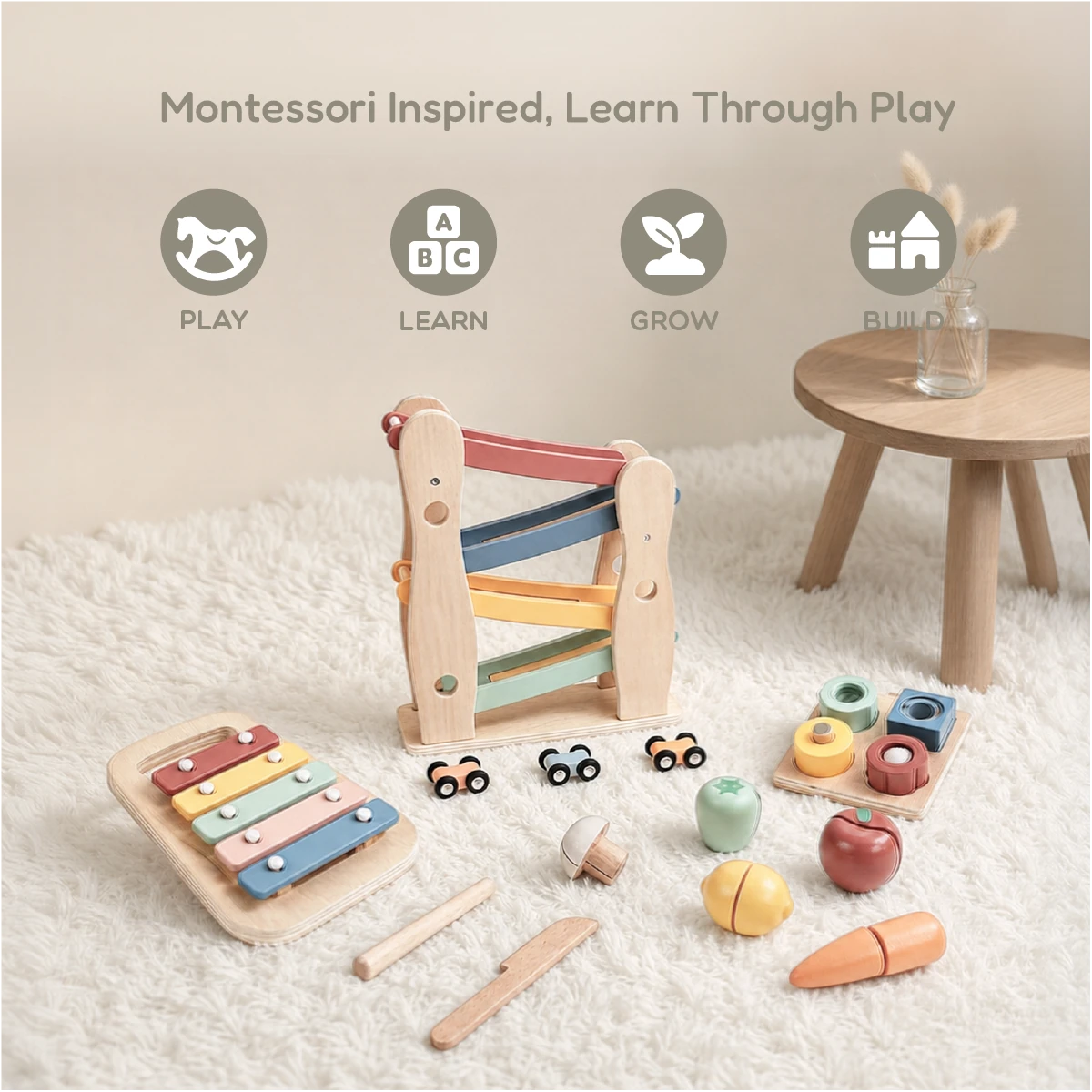 The Player Growing Play Box - montessori months gift set learn grow build rug