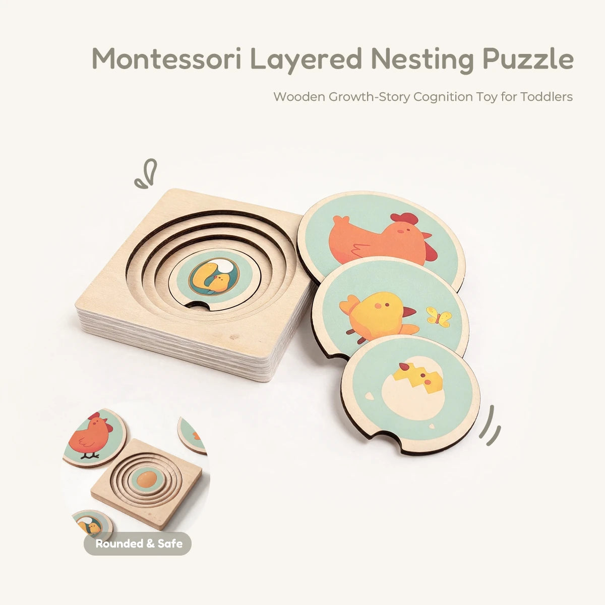 The Explorer Growing Play Box - montessori months layered nesting puzzle with rounds