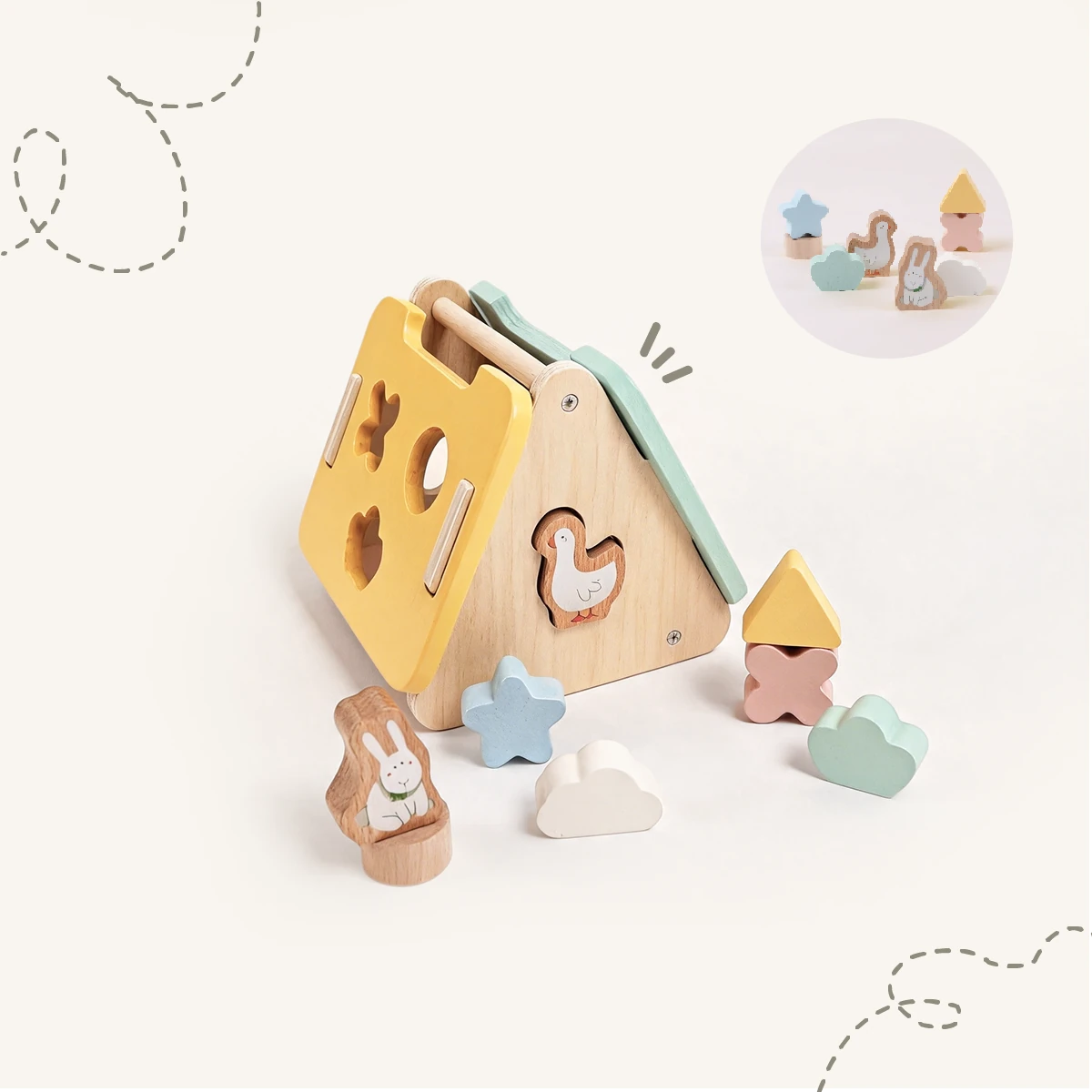 The Explorer Growing Play Box - montessori months shape sorter house closeup