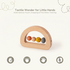 The Discoverer Growing Play Box - wooden bead rattle arch with four textured beads