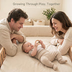 The Discoverer Growing Play Box - parents and baby playing with the bead rattle arch