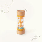 The Discoverer Growing Play Box - wooden rainmaker rattle tube with spinning petals and blue beads