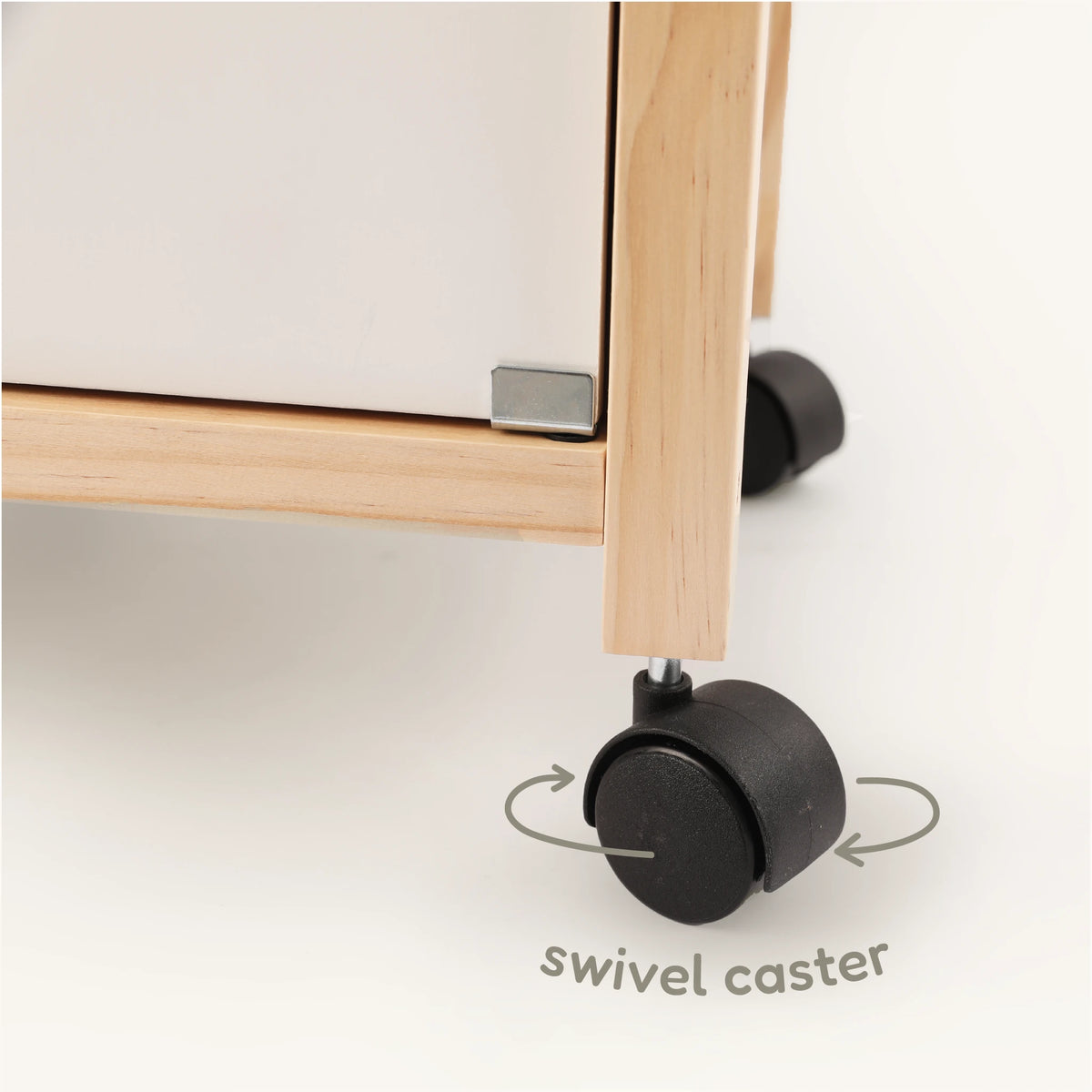 Freniland wooden doll crib swivel caster wheel detail
