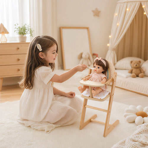 Freniland wooden doll high chair girl feeding doll bedroom