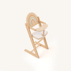 Freniland wooden doll high chair rainbow white background