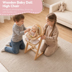 Freniland wooden doll high chair two kids feeding doll