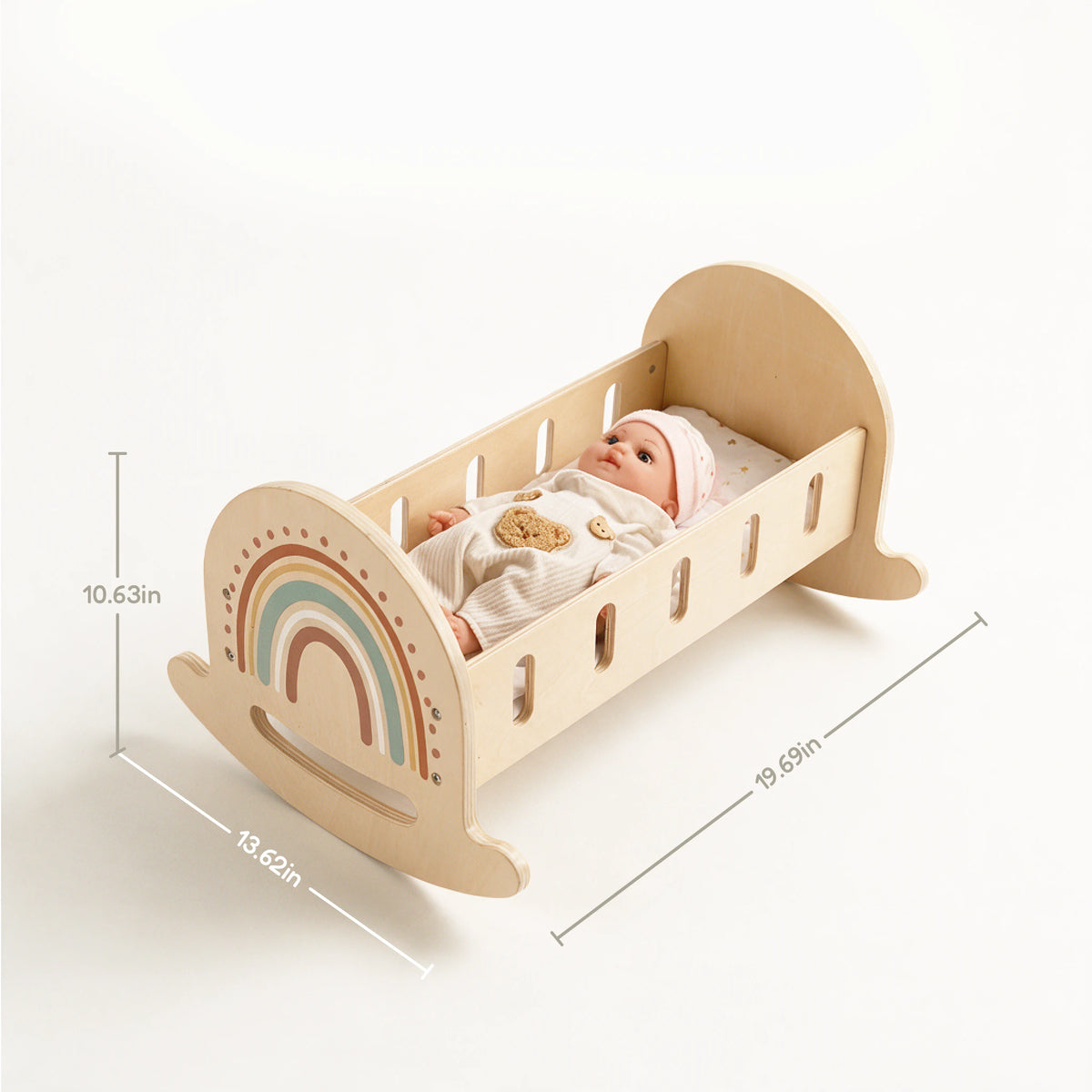 Freniland wooden doll rocking cradle dimensions with doll