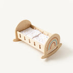 Freniland wooden doll rocking cradle rainbow with star bedding