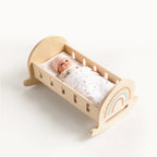 Freniland wooden doll rocking cradle with baby doll