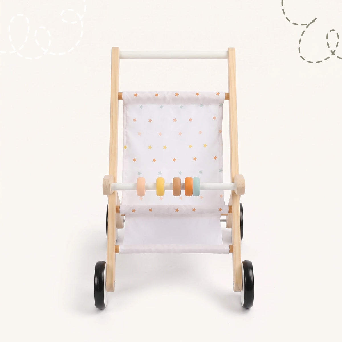 Freniland wooden doll stroller front view white background