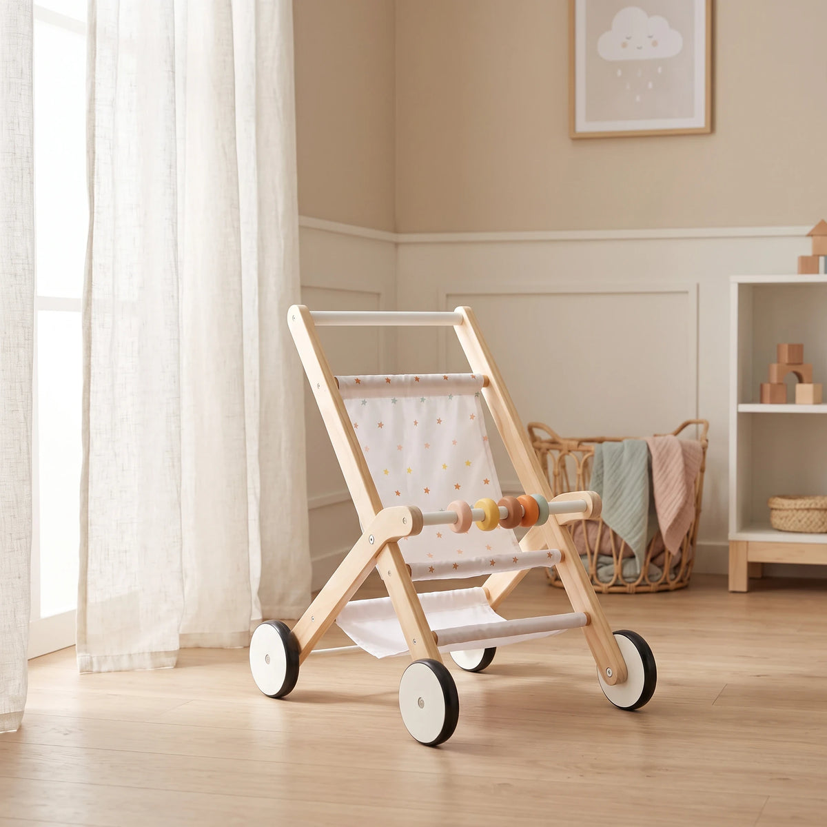Freniland wooden doll stroller nursery lifestyle