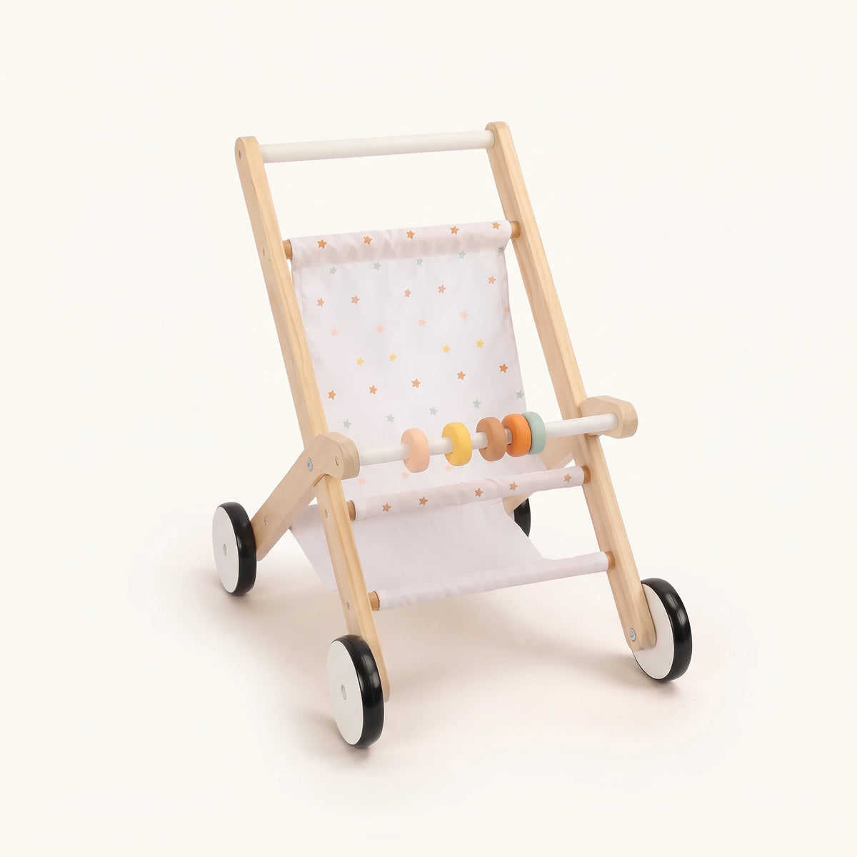 Freniland wooden doll stroller walker white background