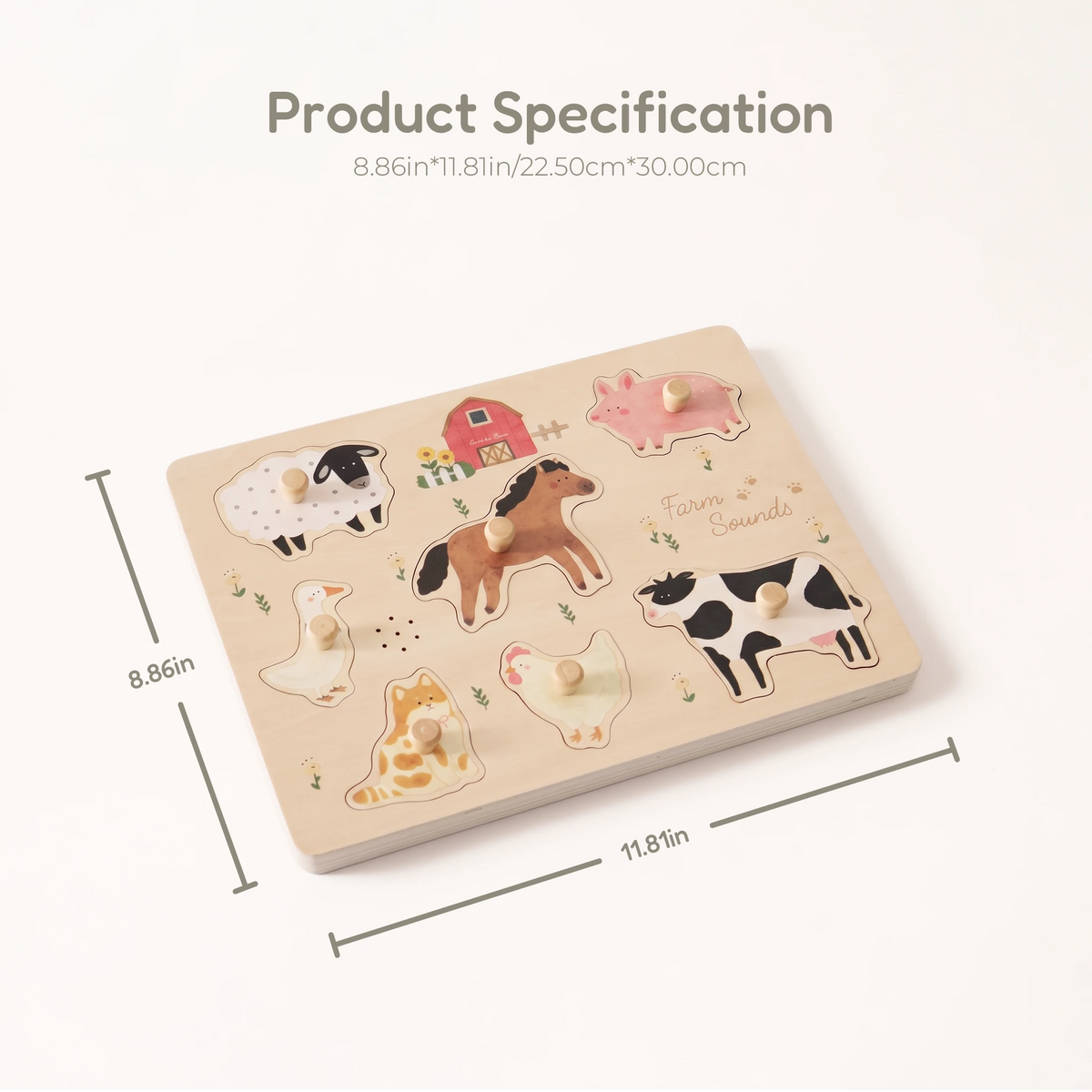 Freniland wooden farm sound puzzle dimensions