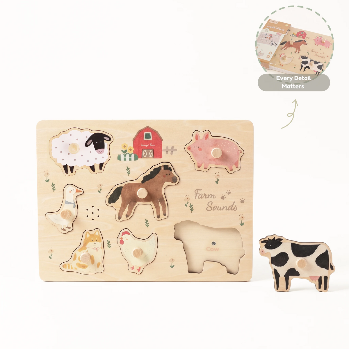 Farm Sound Puzzle - wooden every detail matters