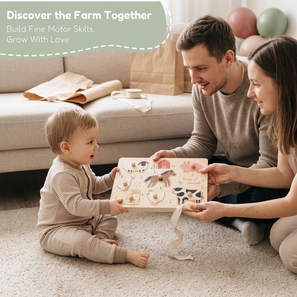 Freniland wooden farm sound puzzle family discovery play