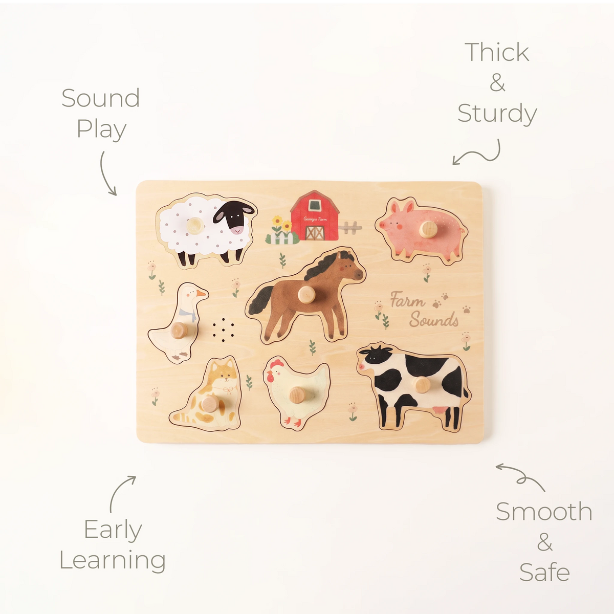 Freniland wooden farm sound puzzle features callouts