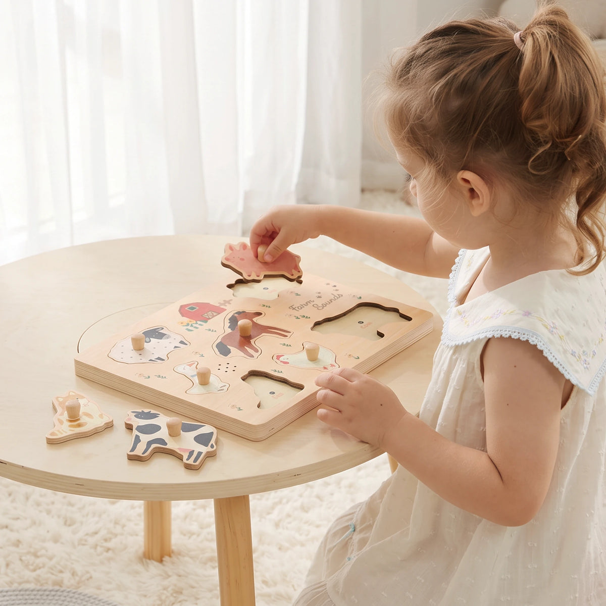 Freniland wooden farm sound puzzle girl table play