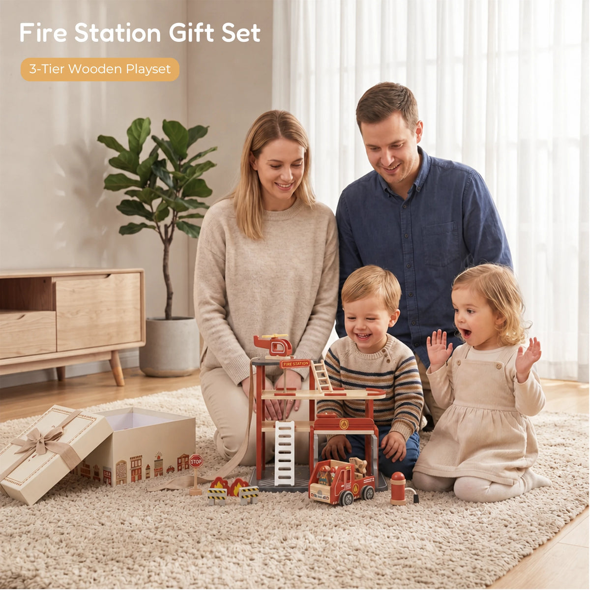Freniland wooden fire station family gift set