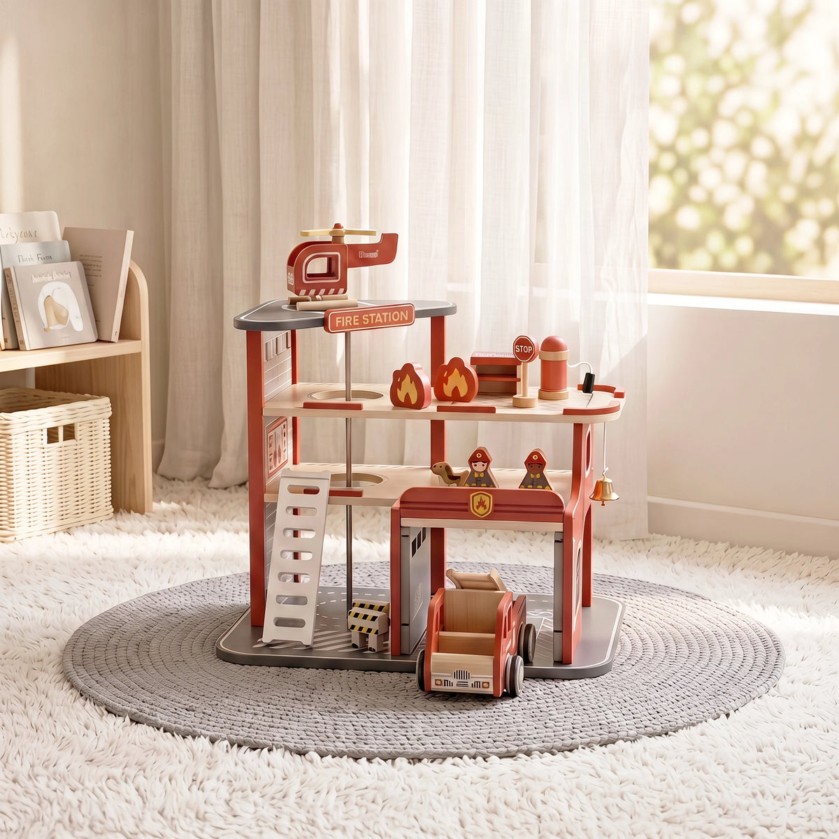 Freniland wooden fire station lifestyle playroom rug