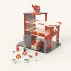 Freniland wooden fire station playset full set front view